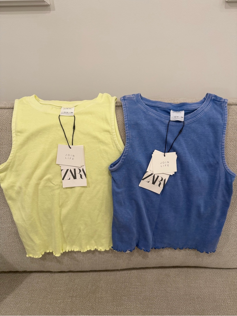 Zara Join Life Ribbed Tank Duo in Yellow and Blue